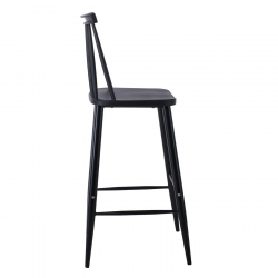 LAVIDA Σκαμπό BAR με Πλάτη, Μέταλλο Βαφή Μαύρο, PP Μαύρο  43x49x76/107cm