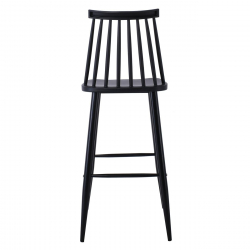 LAVIDA Σκαμπό BAR με Πλάτη, Μέταλλο Βαφή Μαύρο, PP Μαύρο  43x49x76/107cm