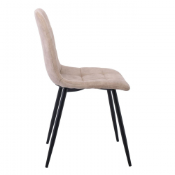 LYDIA Καρέκλα Τραπεζαρίας - Κουζίνας, Μέταλλo Bαφή Μαύρο, Ύφασμα Suede Μπεζ  44x55x86cm