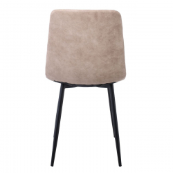 LYDIA Καρέκλα Τραπεζαρίας - Κουζίνας, Μέταλλo Bαφή Μαύρο, Ύφασμα Suede Μπεζ  44x55x86cm