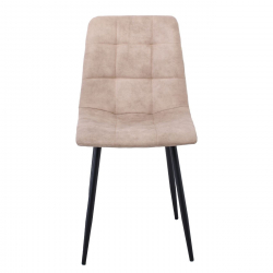 LYDIA Καρέκλα Τραπεζαρίας - Κουζίνας, Μέταλλo Bαφή Μαύρο, Ύφασμα Suede Μπεζ  44x55x86cm