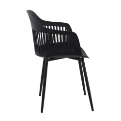 LOUISE Πολυθρόνα Μέταλλο Βαφή Μαύρο, PP-UV Μαύρο (εκτός συσκευασίας)  59x58x82cm