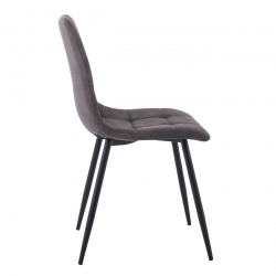 LYDIA Καρέκλα Τραπεζαρίας - Κουζίνας, Μέταλλo Bαφή Μαύρο, Ύφασμα Suede Ανθρακί  44x55x86cm