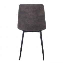 LYDIA Καρέκλα Τραπεζαρίας - Κουζίνας, Μέταλλo Bαφή Μαύρο, Ύφασμα Suede Ανθρακί  44x55x86cm