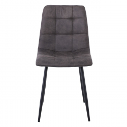 LYDIA Καρέκλα Τραπεζαρίας - Κουζίνας, Μέταλλo Bαφή Μαύρο, Ύφασμα Suede Ανθρακί  44x55x86cm
