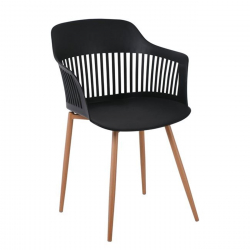 LOUISE Πολυθρόνα Μέταλλο Βαφή Φυσικό, PP-UV Μαύρο (εκτός συσκευασίας)  59x58x82cm