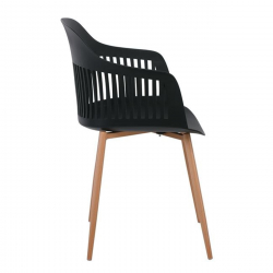 LOUISE Πολυθρόνα Μέταλλο Βαφή Φυσικό, PP-UV Μαύρο (εκτός συσκευασίας)  59x58x82cm