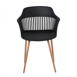 LOUISE Πολυθρόνα Μέταλλο Βαφή Φυσικό, PP-UV Μαύρο (εκτός συσκευασίας)  59x58x82cm