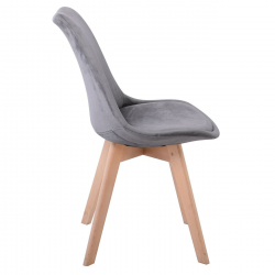 MARTIN Καρέκλα Οξιά Φυσικό, Ύφασμα Velure Σκούρο Γκρι, Μονταρισμένη Ταπετσαρία  49x57x82cm