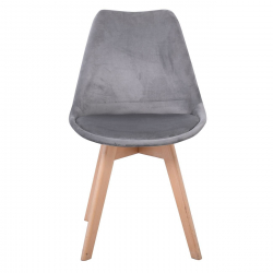 MARTIN Καρέκλα Οξιά Φυσικό, Ύφασμα Velure Σκούρο Γκρι, Μονταρισμένη Ταπετσαρία  49x57x82cm