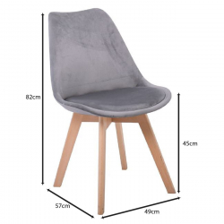 MARTIN Καρέκλα Οξιά Φυσικό, Ύφασμα Velure Σκούρο Γκρι, Μονταρισμένη Ταπετσαρία  49x57x82cm