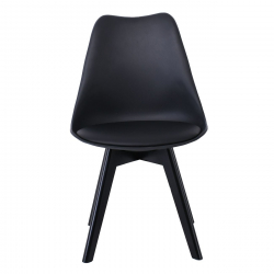 MARTIN Καρέκλα Ξύλο Μαύρο, PP Μαύρο Μονταρισμένη Ταπετσαρία  49x57x82cm