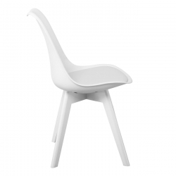 MARTIN Καρέκλα Ξύλο Άσπρο, PP Άσπρο Μονταρισμένη Ταπετσαρία  49x57x82cm