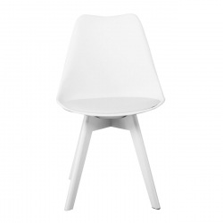 MARTIN Καρέκλα Ξύλο Άσπρο, PP Άσπρο Μονταρισμένη Ταπετσαρία  49x57x82cm