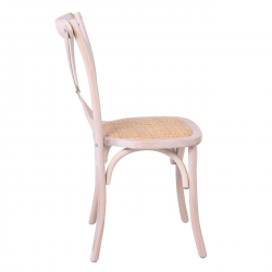 DESTINY Καρέκλα Τραπεζαρίας Οξιά Απόχρωση Decape Άσπρο, Κάθισμα Ψάθα, Στοιβαζόμενη  48x52x89cm