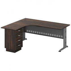 SUPERIOR Γραφείο Αριστερή Γωνία - Απόχρωση Γκρι - Σκούρο Καρυδί  180x70/150x60cm