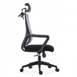 BF3850 Πολυθρόνα Γραφείου Διευθυντή, Mesh Γκρι, Ύφασμα Μαύρο  68x63x110/120cm