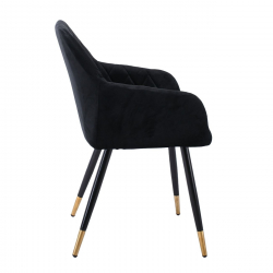 RENA Πολυθρόνα Μέταλλο Βαφή Μαύρο, Ύφασμα Velure, Απόχρωση Μαύρο  53x59x85cm