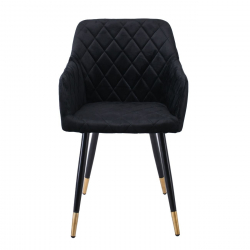 RENA Πολυθρόνα Μέταλλο Βαφή Μαύρο, Ύφασμα Velure, Απόχρωση Μαύρο  53x59x85cm