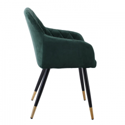 RENA Πολυθρόνα Μέταλλο Βαφή Μαύρο, Ύφασμα Velure, Απόχρωση Forest Green  53x59x85cm