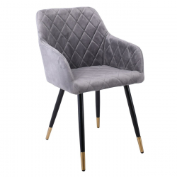 RENA Πολυθρόνα Μέταλλο Βαφή Μαύρο, Ύφασμα Velure, Απόχρωση Γκρι  53x59x85cm