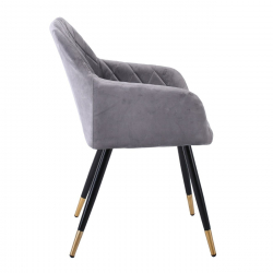 RENA Πολυθρόνα Μέταλλο Βαφή Μαύρο, Ύφασμα Velure, Απόχρωση Γκρι  53x59x85cm