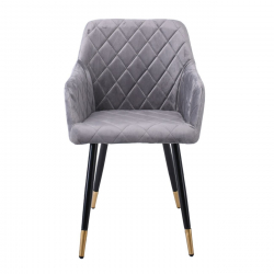 RENA Πολυθρόνα Μέταλλο Βαφή Μαύρο, Ύφασμα Velure, Απόχρωση Γκρι  53x59x85cm