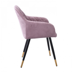 RENA Πολυθρόνα Μέταλλο Βαφή Μαύρο, Ύφασμα Velure, Απόχρωση Dirty Pink  53x59x85cm