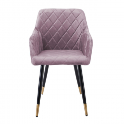 RENA Πολυθρόνα Μέταλλο Βαφή Μαύρο, Ύφασμα Velure, Απόχρωση Dirty Pink  53x59x85cm