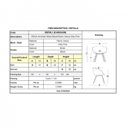 RENA Πολυθρόνα Μέταλλο Βαφή Μαύρο, Ύφασμα Velure, Απόχρωση Dirty Pink  53x59x85cm