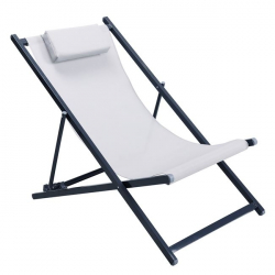 DECK Σαιζ-Λονγκ ξαπλώστρα Μέταλλο Βαφή Ανθρακί Textilene Μπεζ  101x63x86cm