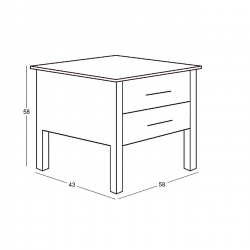 FINO Κομοδίνο με 2 Συρτάρια, Άσπρο  58x43x58cm