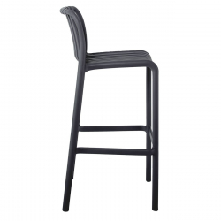 MODA Σκαμπό Bar-Pro Στοιβαζόμενο, PP-UV Protection Απόχρωση Ανθρακί  45x49x75/101cm