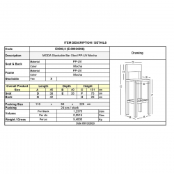 MODA Σκαμπό Bar-Pro Στοιβαζόμενο, PP-UV Protection Απόχρωση Mocha  45x49x75/101cm