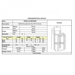 MODA Σκαμπό Bar-Pro Στοιβαζόμενο, PP-UV Protection Απόχρωση Πράσινο  45x49x75/101cm