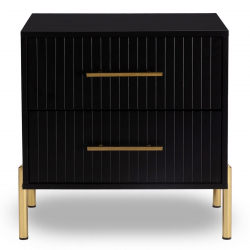 FINO Κομοδίνο με 2 Συρτάρια, Μαύρο  58x43x58cm