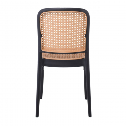 FLORENCE Καρέκλα PP Μαύρο, PP Rattan Μπεζ, Στοιβαζόμενη  41x41x83cm