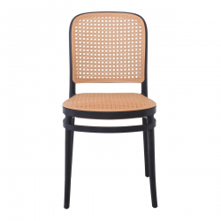 FLORENCE Καρέκλα PP Μαύρο, PP Rattan Μπεζ, Στοιβαζόμενη  41x41x83cm
