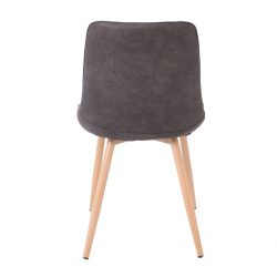 MORGAN Καρέκλα Τραπεζαρίας Σαλονιού, Μέταλλο Βαφή Φυσικό, Ύφασμα Suede Γκρι  53x61x86cm