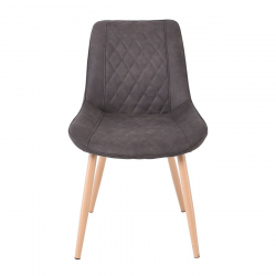 MORGAN Καρέκλα Τραπεζαρίας Σαλονιού, Μέταλλο Βαφή Φυσικό, Ύφασμα Suede Γκρι  53x61x86cm