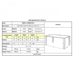 BRIO Slat Τραπέζι-Pro Κήπου - Βεράντας, Μέταλλο Βαφή Cool Grey 4C  160x90x73cm