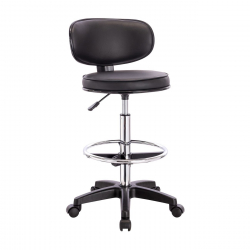 BF406 Σκαμπό Reception-Ταμείου PU Μαύρο, Τροχήλατο, Ρύθμιση Ύψους, Περιστρεφόμενο  50x50x90/110cm