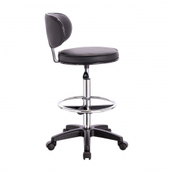 BF406 Σκαμπό Reception-Ταμείου PU Μαύρο, Τροχήλατο, Ρύθμιση Ύψους, Περιστρεφόμενο  50x50x90/110cm