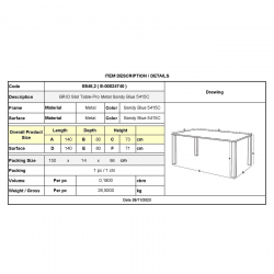 BRIO Flat Τραπέζι-Pro Κήπου - Βεράντας, Μέταλλο Βαφή Sandy Blue 5415C  140x80x73cm