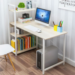 ΓΡΑΦΕΙΟ Η/Υ 4 Ράφια Μέταλλο Βαφή Άσπρο - Melamine Απόχρωση Maple  90x40x73/110cm