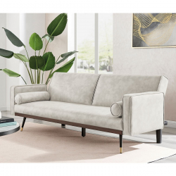 CLICK Καναπές - Κρεβάτι Σαλονιού - Καθιστικού, Ύφασμα Suede Εκρού  192x84x76cm Bed:192x98x37cm