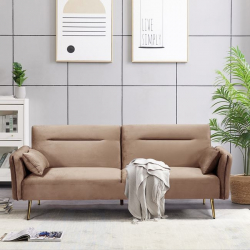 FLICK Καναπές - Κρεβάτι Σαλονιού - Καθιστικού, 3Θέσιος Ύφασμα Velure Καφέ  Sofa:211x87x81-Bed:211x111x40