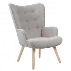 ALMA Πολυθρόνα - Μπερζέρα Σαλονιού - Καθιστικού Φυσικό, Teddy Ύφασμα Ανοιχτό Γκρι, K/D  69x76x97cm