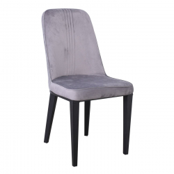 CASTER Καρέκλα Τραπεζαρίας Κουζίνας, Μέταλλο Βαφή Μαύρο Ύφασμα Velure Γκρι  45x60x89cm