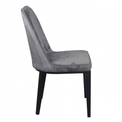 CASTER Καρέκλα Τραπεζαρίας Κουζίνας, Μέταλλο Βαφή Μαύρο Ύφασμα Velure Γκρι  45x60x89cm